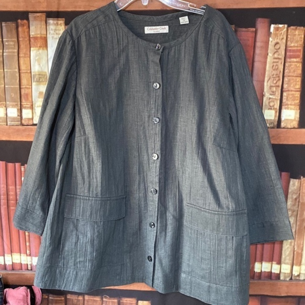 Coldwater Creek linen blend round neckline blazer